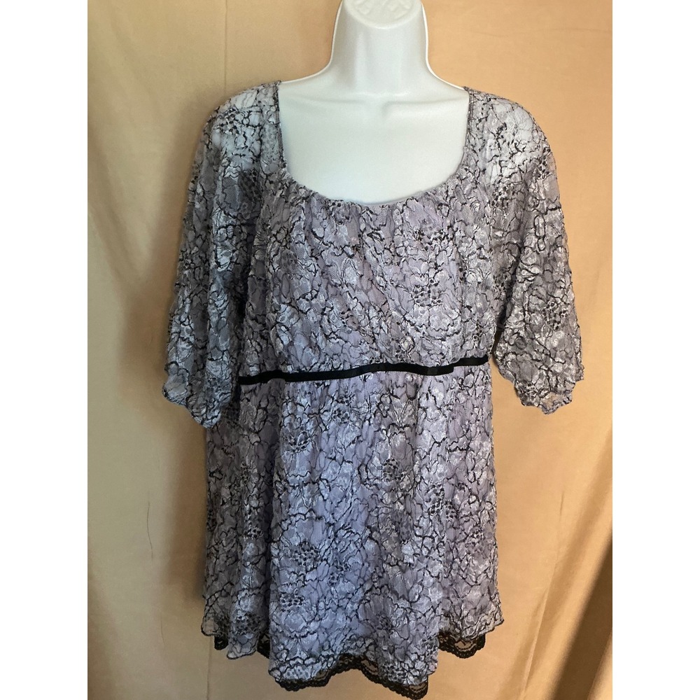 Studio 1940 Lace Blouse Women 22 Lavender Excellent Empire Waist Floral Top